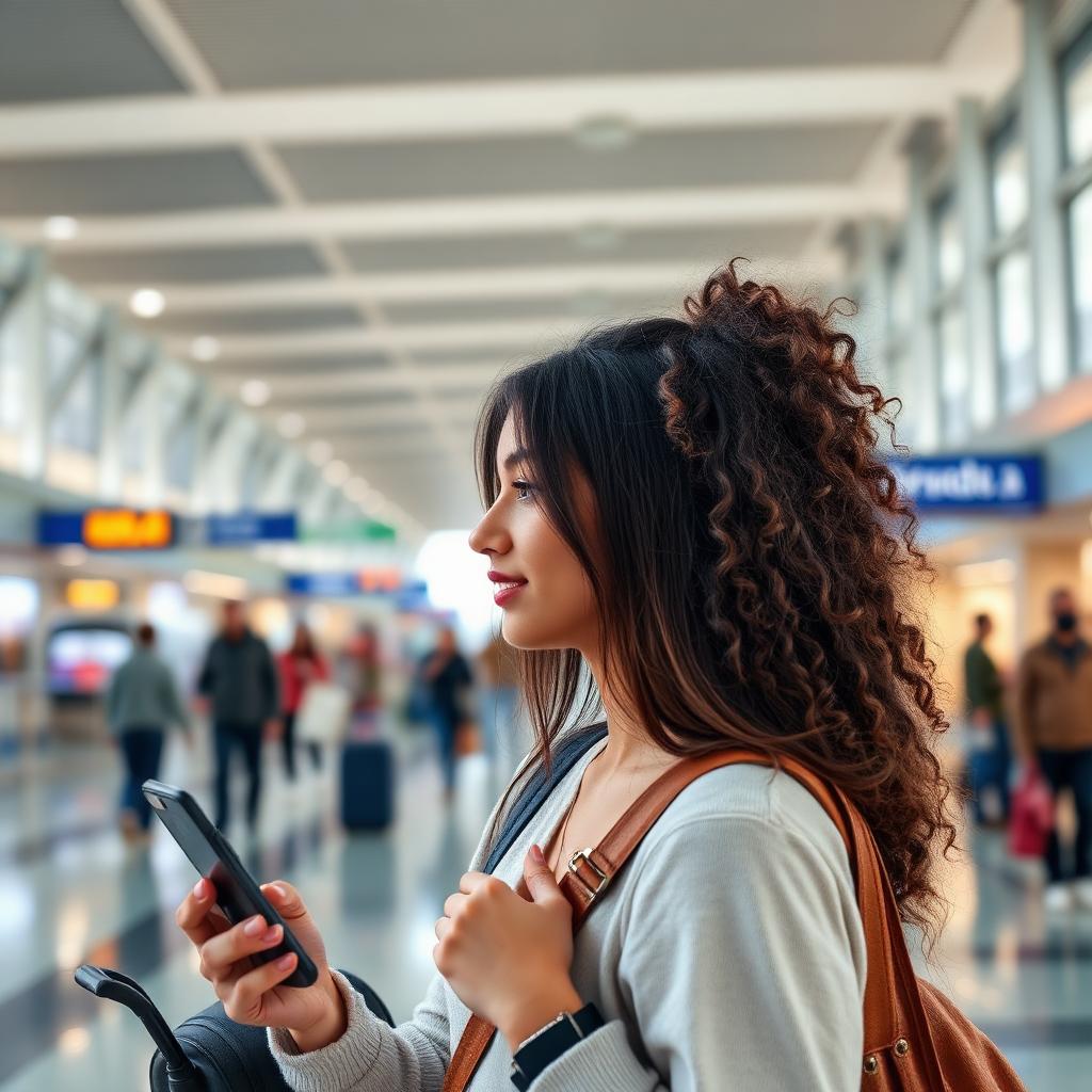 Traveler connecting globally on a smartphone